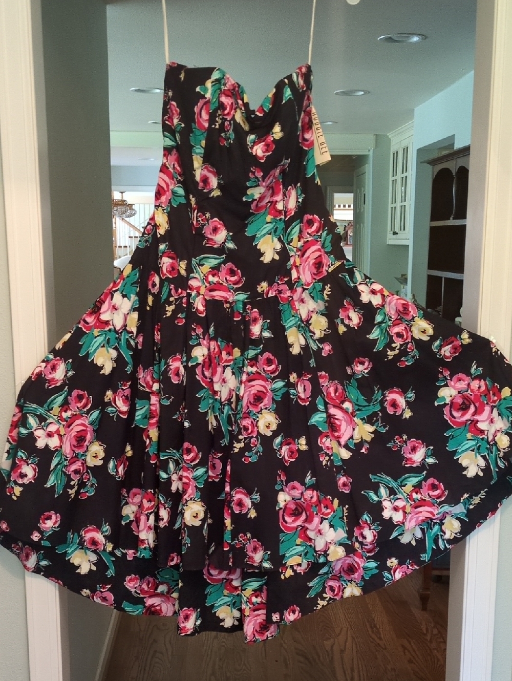 🌸 True Vintage 80s Robbie Bee Strapless Cotton Floral Dress🌸